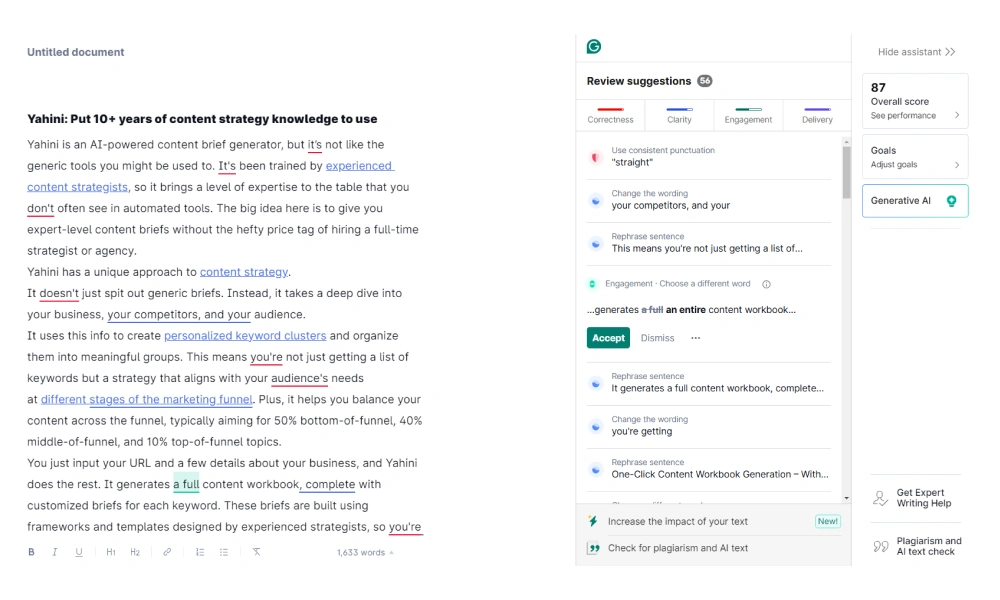 Grammarly - tool for blog writing